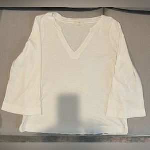 Anthropology white 3/4 length sleeve top.